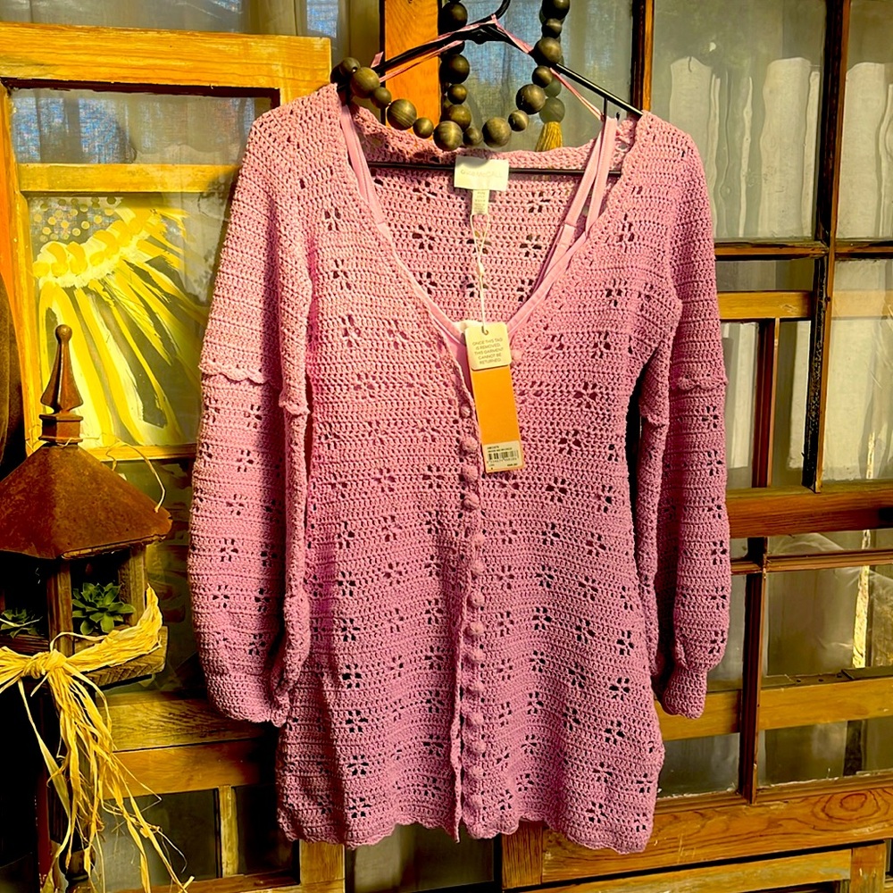 Crochet lilac mini with 100%cotton slip.